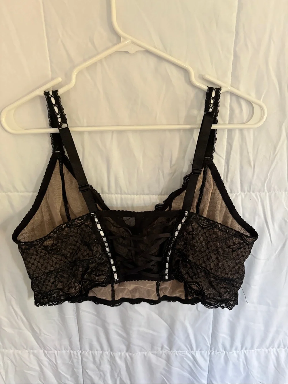 torrid Black Lace Bralette with White Contrast Stitching
